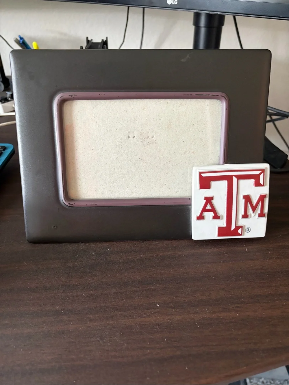 A&M Maroon and White Decorative Frame Accent